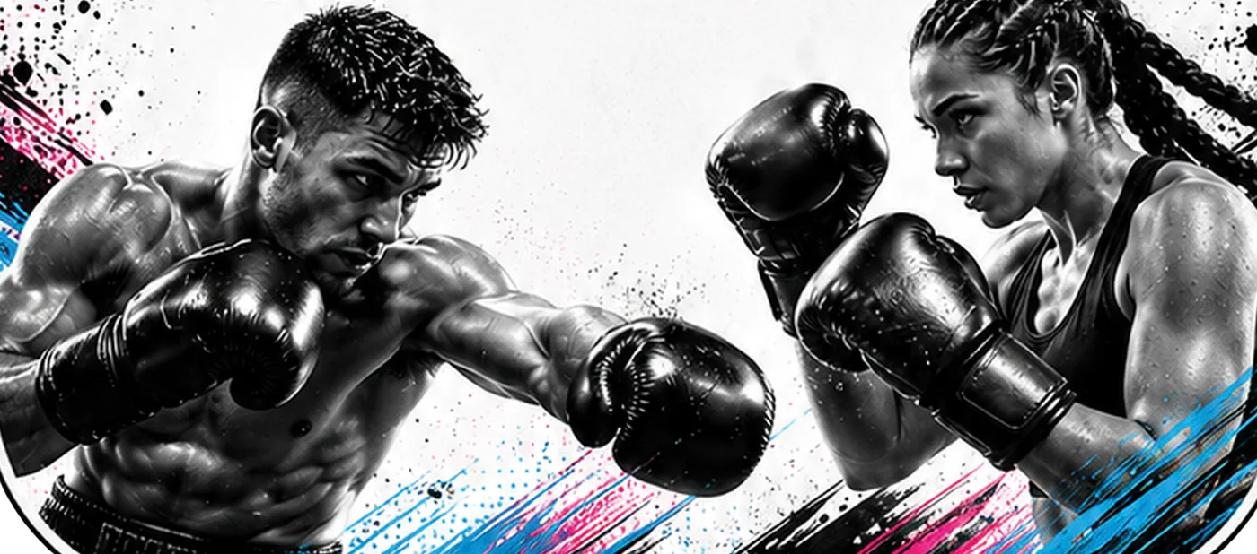 Deux boxeurs en garde, face à face